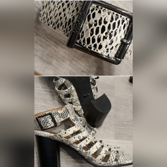 ☀️Sami Vionic White Strappy Snakeskin Wedge Block Heels Sandals womens Shoes New - Picture 5 of 7